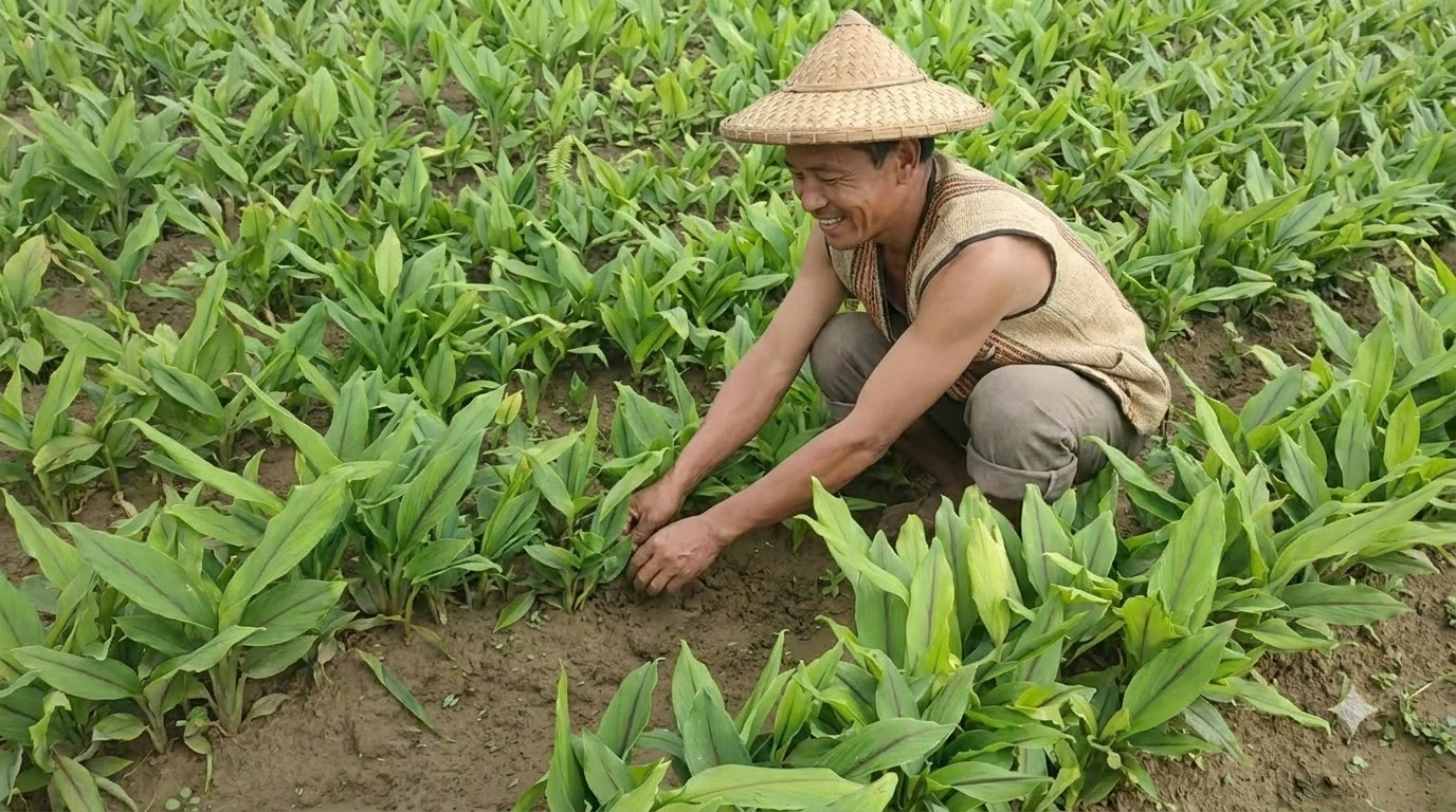 Lakadong turmeric farmers Jaintia Hills Meghalaya